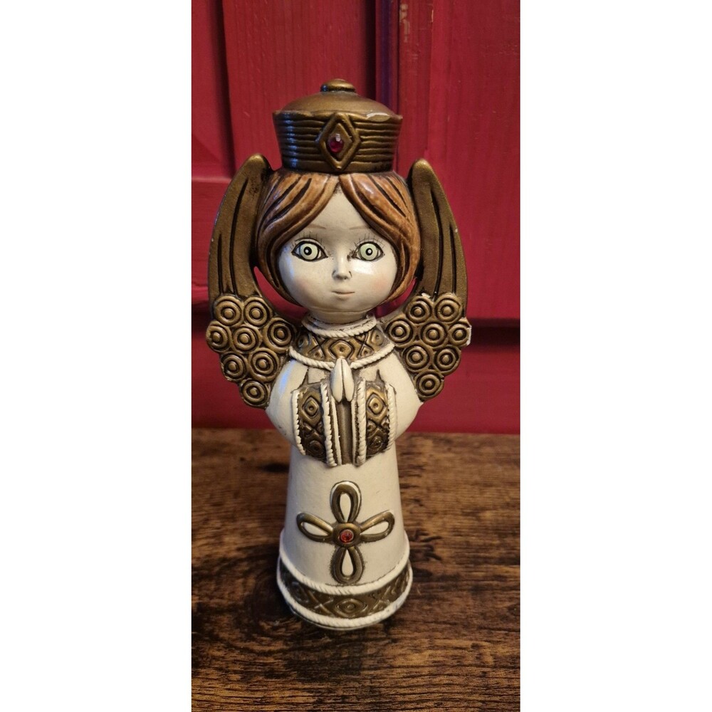 Vintage MCM Japan Paper Mache Angel Figurine Mid Century Christmas  Chipped